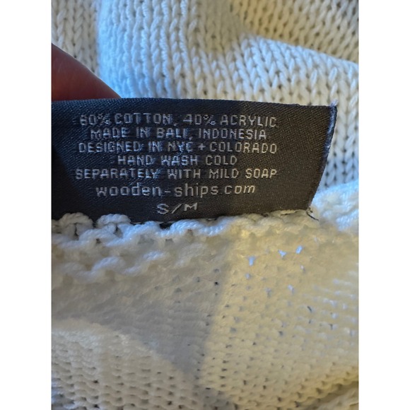 Wooden Ships Sweater Women Small White Tan Beach Lightweight Knit Pullover - Picture 10 of 10